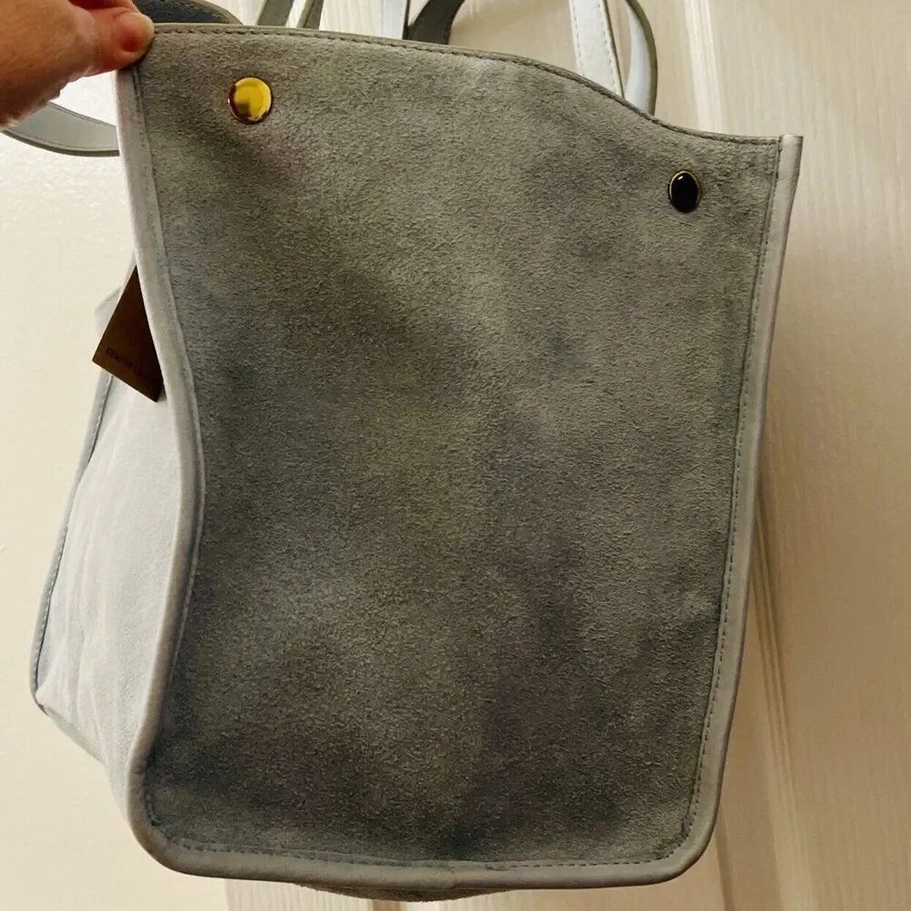 Margot New York‎ Jamee Suede Tote Double Handle Blue TikTok Viral Makeup Pouch